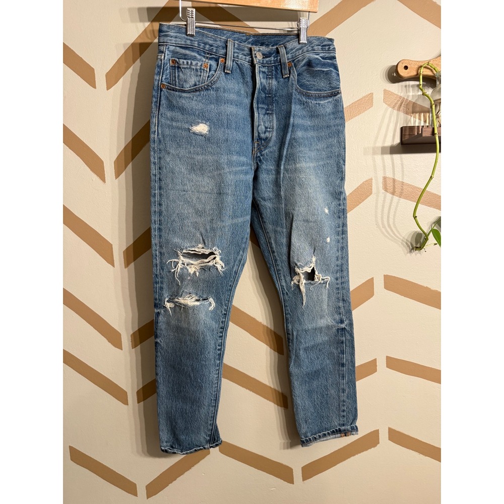 Levi's 501 Jeans Womens 27 Blue Medium Wash Straight Leg Button Fly Denim